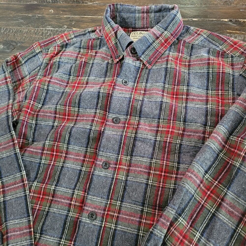 L.L.Bean Scotch Plaid Flannel Shirt Men’s Small Traditional Fit Button Front